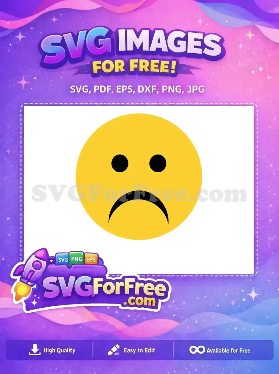 Free Yellow Sad Face Free Frowning Black Eyes Emoji Free SVG