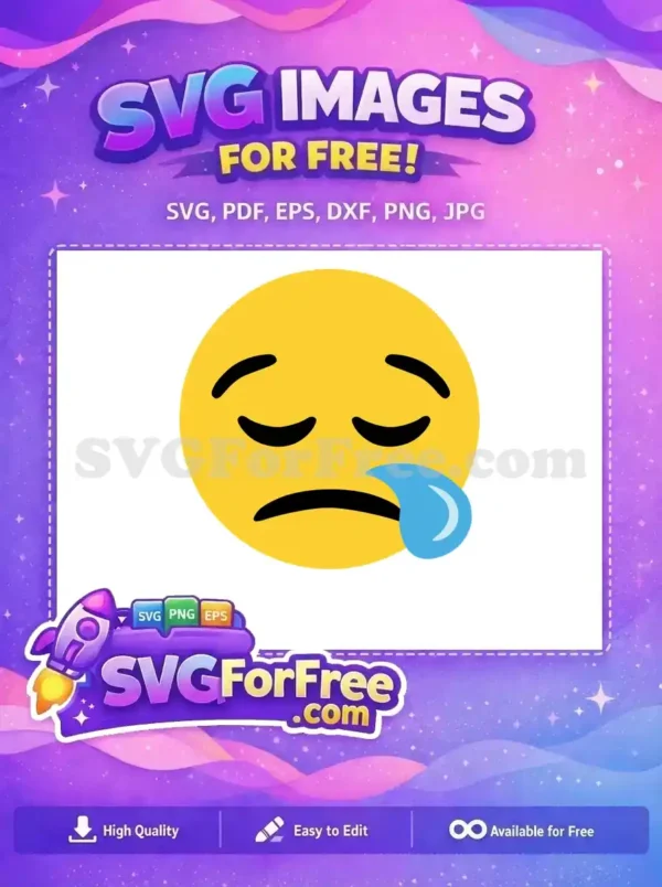Free Sad Crying Face Free Yellow Blue Tear Emoji SVG Free SVG