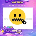 Free yellow silent Free black zipper Secret Emoji Free SVG - Instant Download