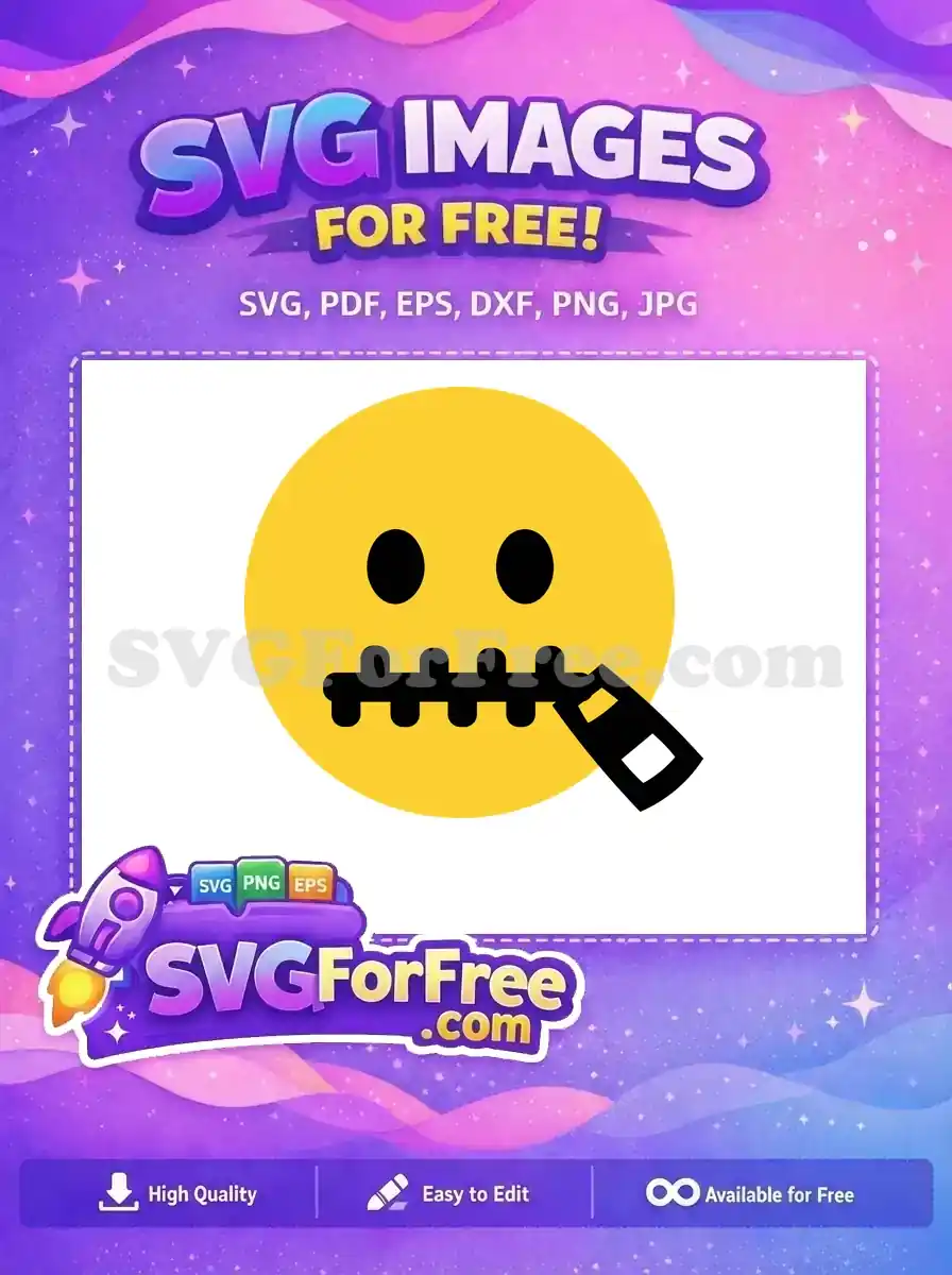 Free yellow silent Free black zipper Secret Emoji Free SVG