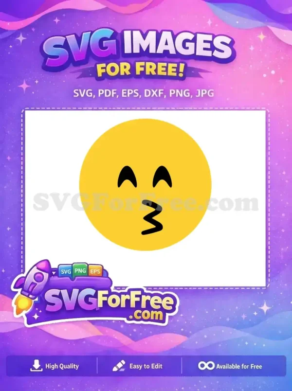 Free Yellow Closed Eyes Free Pucker Lips Kissing Cute Expression Free SVG