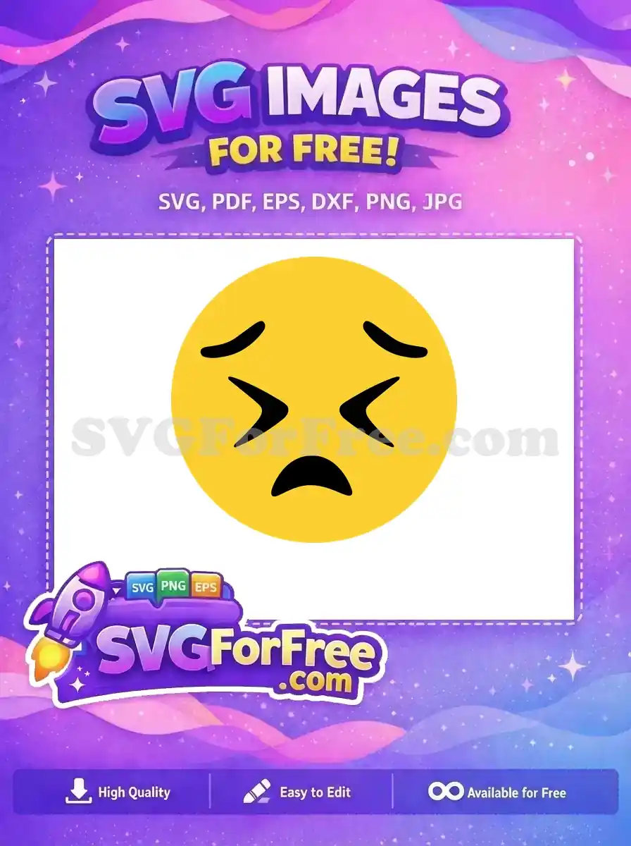 Free Tired Yellow Face Free Sad Downturned Mouth Emoji Free SVG