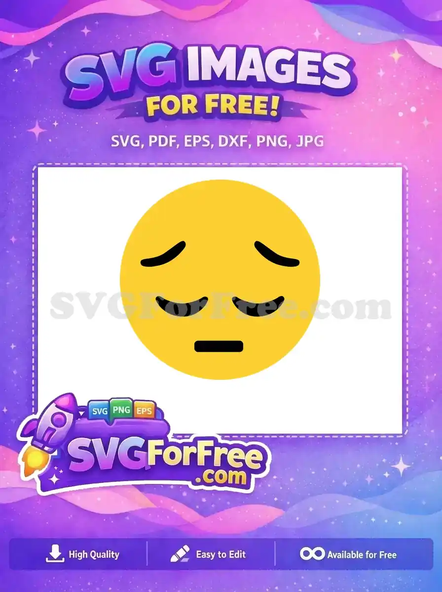 Free Sad Yellow Face Free Closed Eyes Flat Mouth Emoji Free SVG