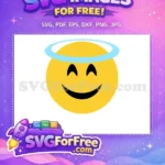 Free Happy Smiling Yellow Free Blue Halo Angel Emoji Free SVG - Instant Download