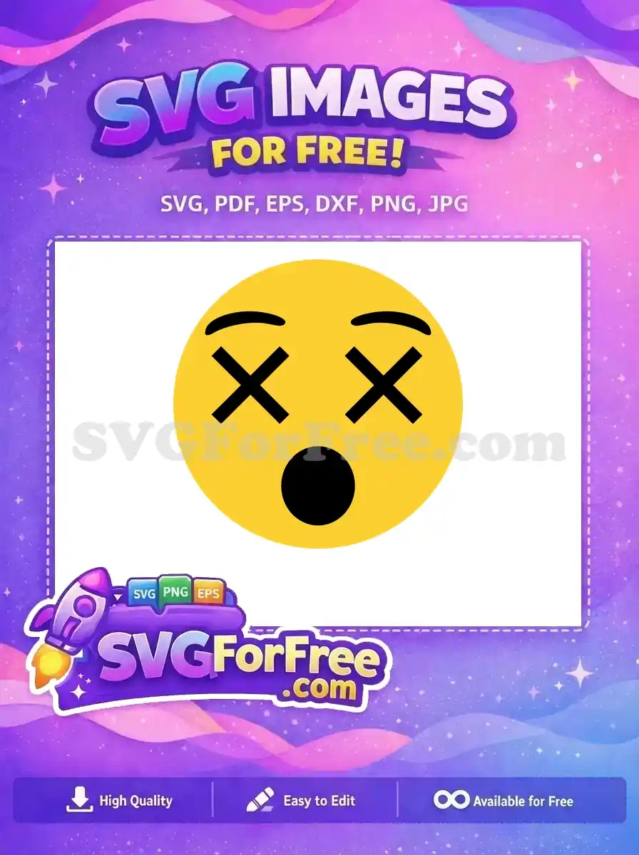 Free Dizzy Yellow Face Free Shocked Open Mouth Emoji Character Free SVG