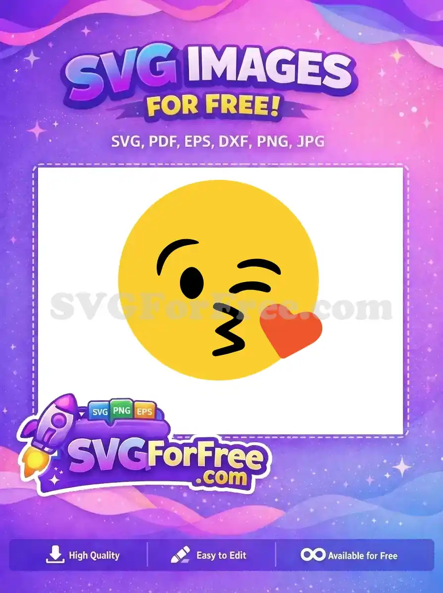 Free Winking Kissy Face Free Red Heart Love Romance Cute Emoji Free SVG