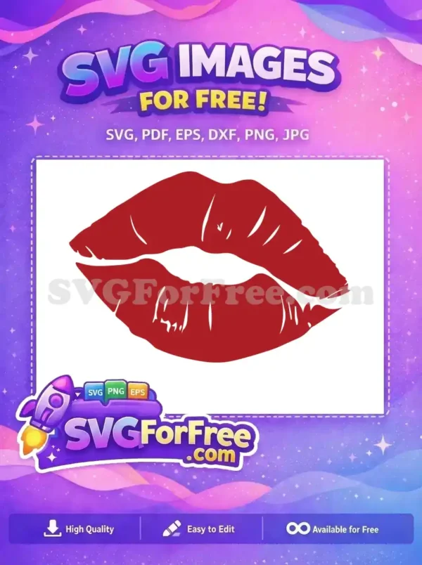 Free Red Lipprint Free Kiss Mark Love Emoji Free SVG