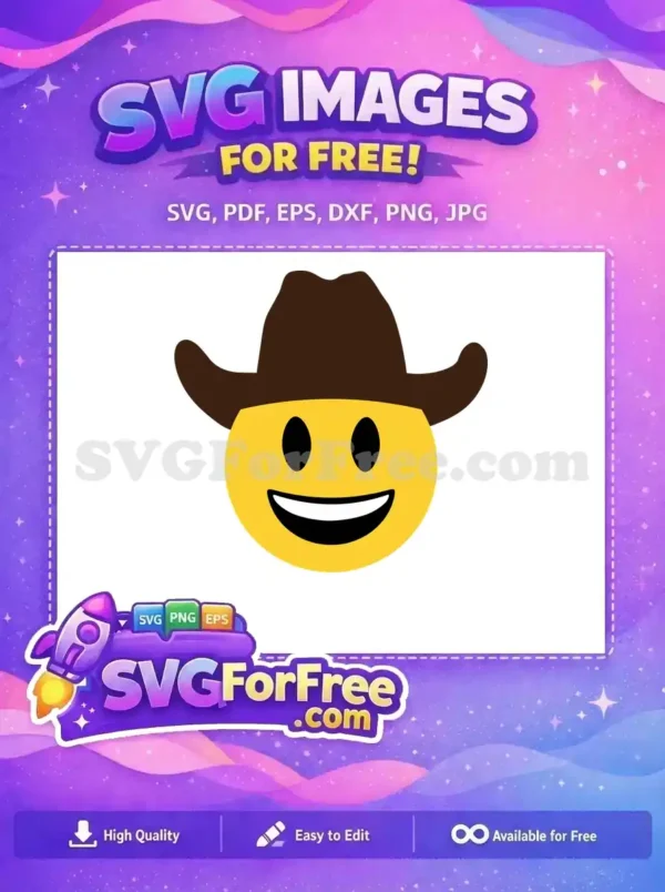 Free Smiling Yellow Face Free Brown Cowboy Hat Cowboy Emoji Free SVG