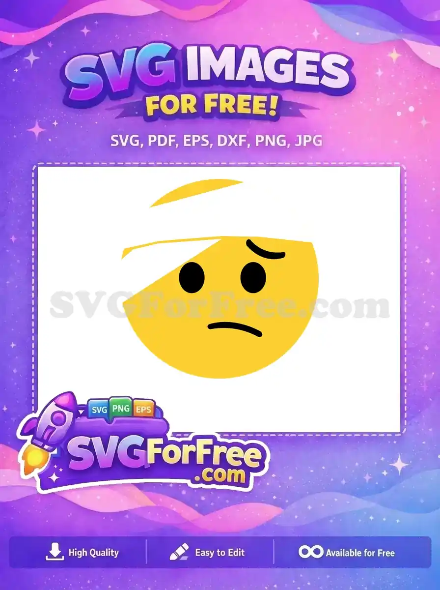 Free Yellow Bandaged Free Frowning Face Sad Emoji Free SVG