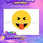 Free Yellow Face Squeezed Eyes Free Red Tongue Silly Emoji Free SVG - Instant Download