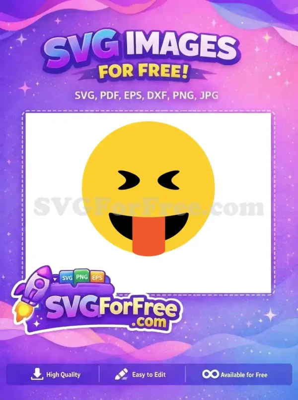 Free Yellow Face Squeezed Eyes Free Red Tongue Silly Emoji Free SVG