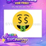 Free Greedy Money-Mouth Face Free Green Dollar Tongue Emoji Free SVG - Instant Download