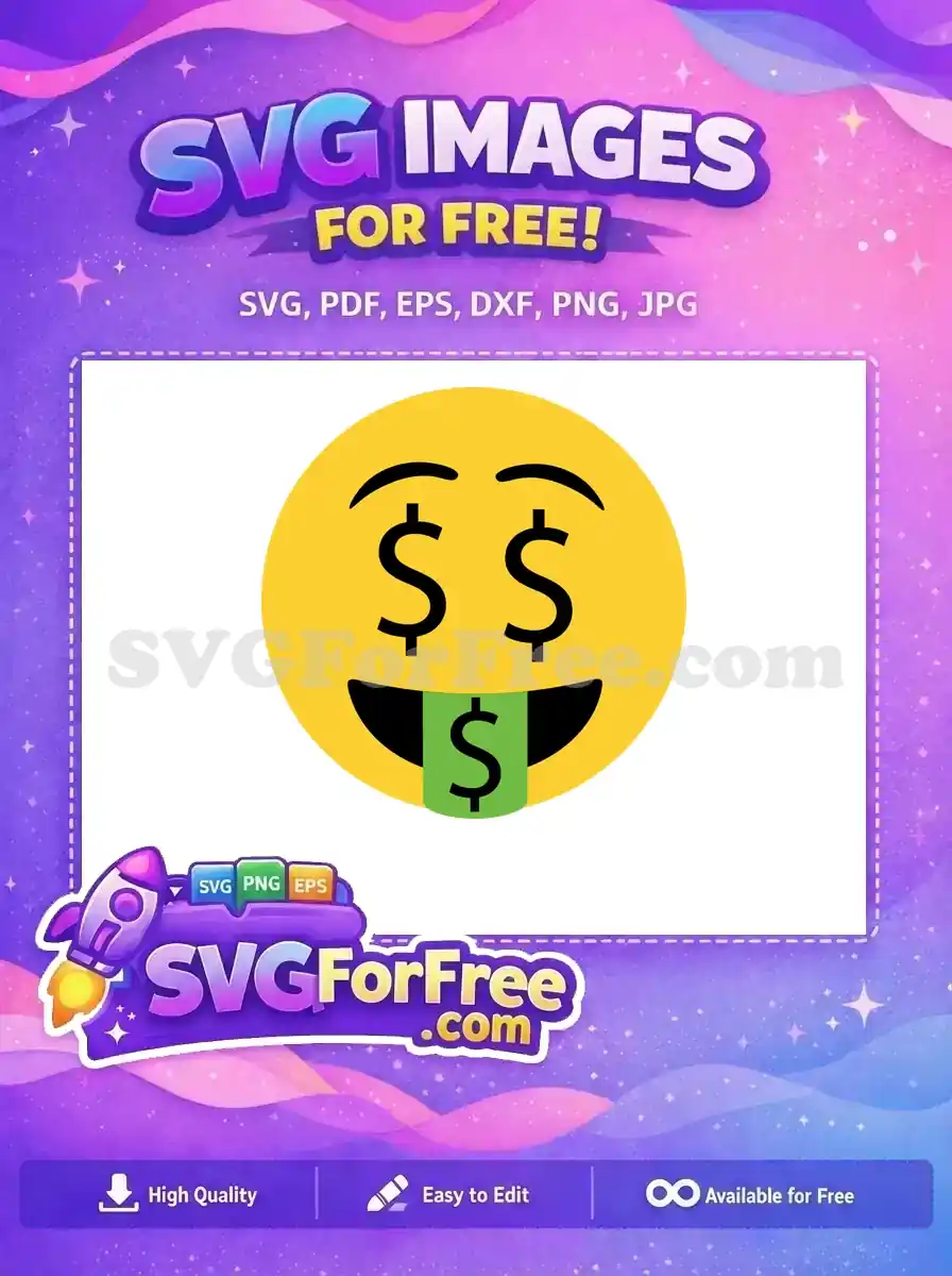 Free Greedy Money-Mouth Face Free Green Dollar Tongue Emoji Free SVG