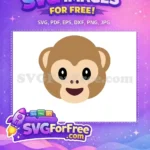 Free brown monkey Free happy wide eyed Emoji design Free SVG - Instant Download