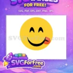 Free Happy Face Licking Lips Free Delicious Yellow Emoji Free SVG - Instant Download
