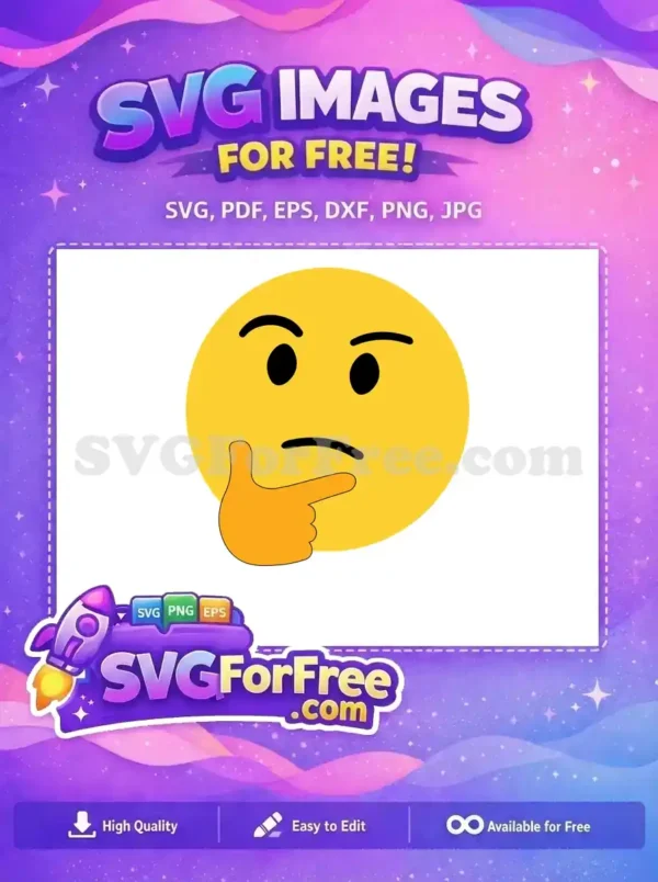 Free Yellow Thinking Face Free Orange Chin Hand Pondering Expression Free SVG