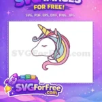 Free Dreamy Unicorn Face Free Pastel Rainbow Mane Magical Emoji Free SVG - Instant Download