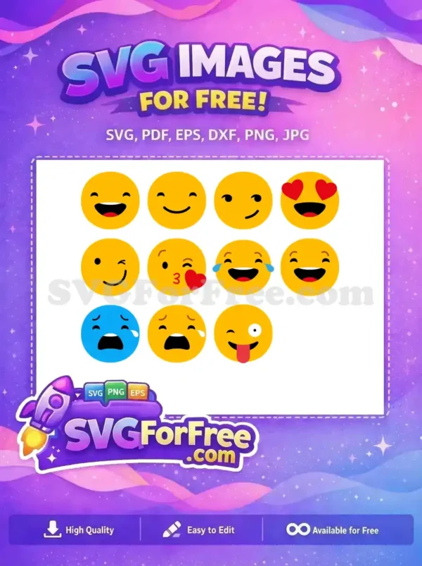 Free Happy Crying Faces Free Winking Kissing Hearts Emoji Pack Free SVG