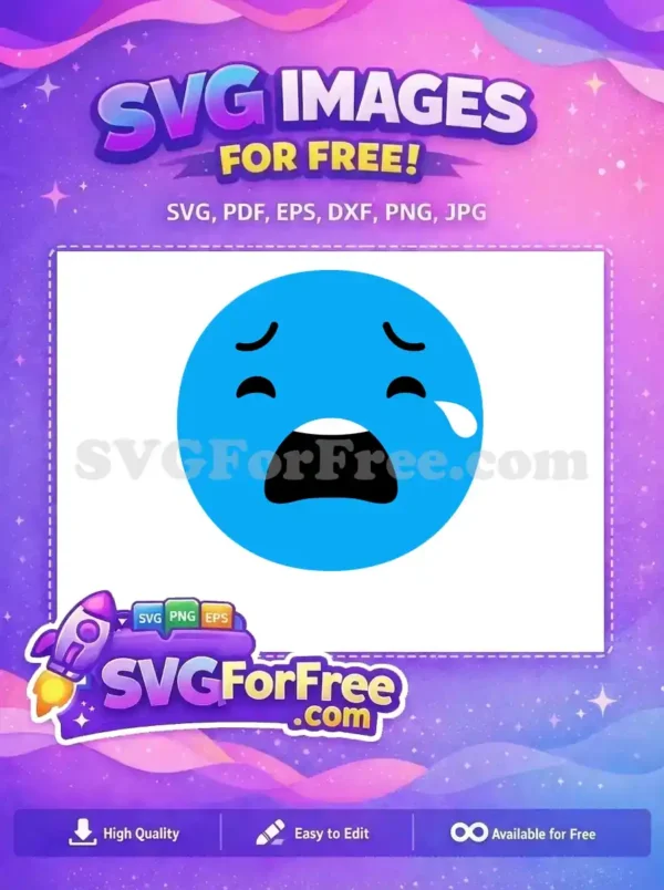 Free Sad Blue Free Crying Tear Emoji Design Free SVG