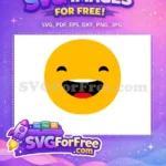 Free Happy Yellow Smiling Face Free Wide Open Mouth Emoji Free SVG - Instant Download