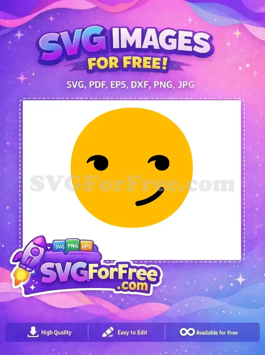 Free Smirking Yellow Face Free Confident Black Eyes Emoji Free SVG