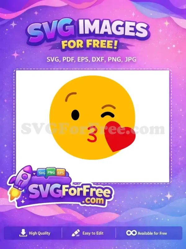 Free Winking Yellow Face Free Red Heart Blowing Kiss Emoji Free SVG Free Winking Yellow Face Free Red Heart Blowing Kiss Emoji Free SVG