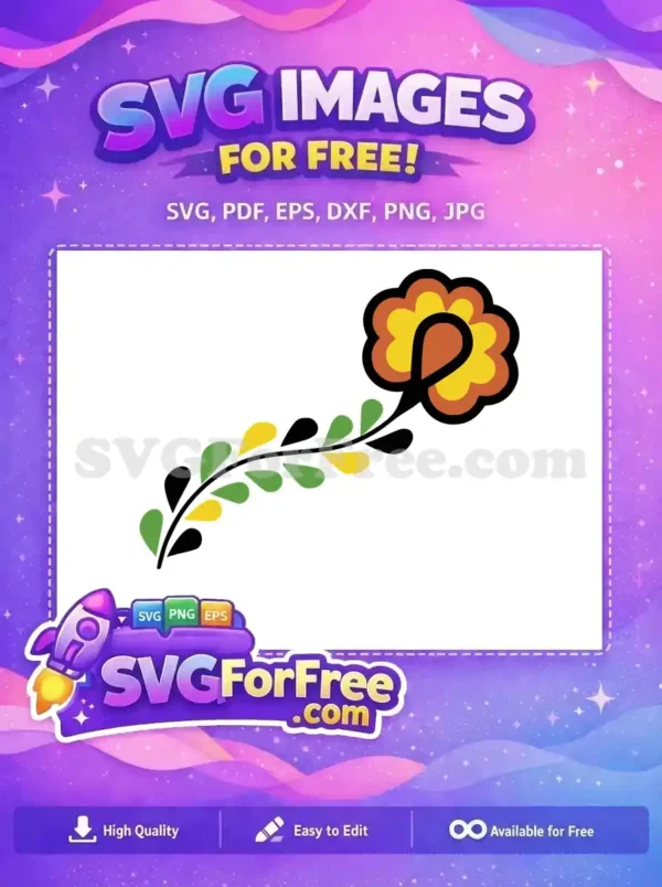 Free Vibrant Orange Flower Free Green Leaves Stem Encanto Disney Free SVG