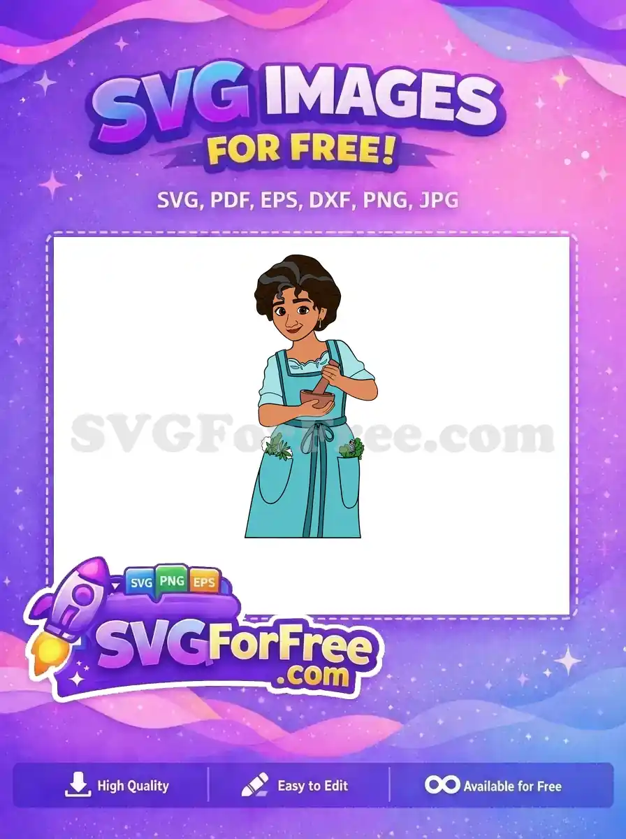 Free Mirabel Mortar-Pestle Free Blue-Dress Flowers Encanto Disney Free SVG