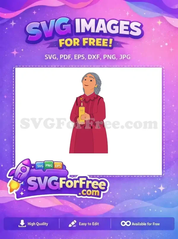 Free Abuela Alma Grey Hair Free Golden Candle Sparks Encanto Free SVG