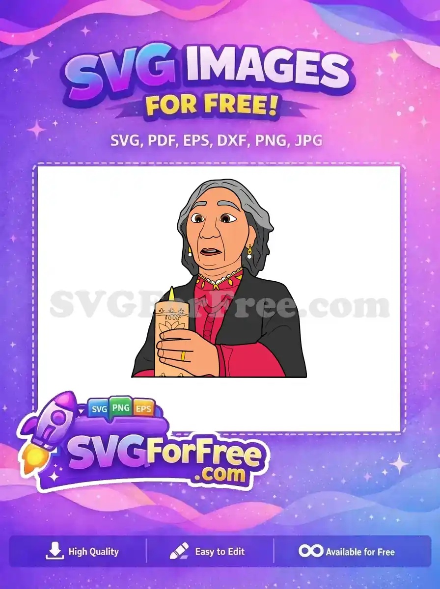 Free Abuela Concerned Free Candle Pink Encanto Disney Free SVG