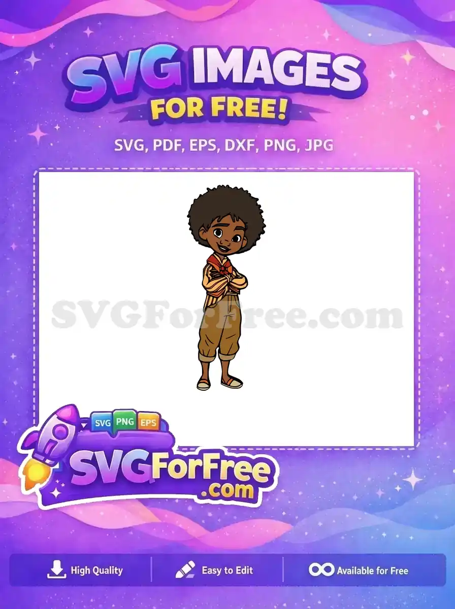 Free Cheerful Antonio Free Orange Striped Shirt Encanto Disney Free SVG