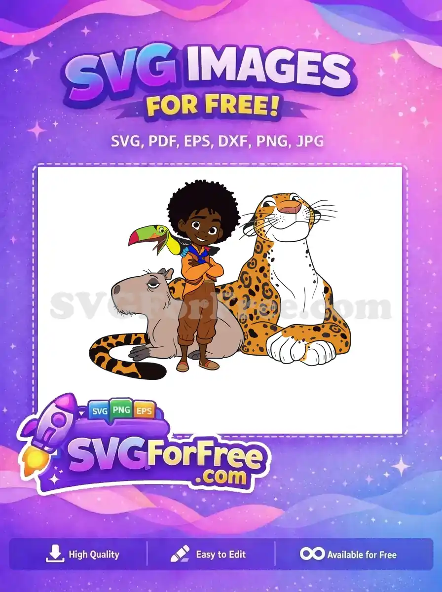 Free Smiling Antonio Toucan Free Capybara Jaguar Encanto Disney Free SVG