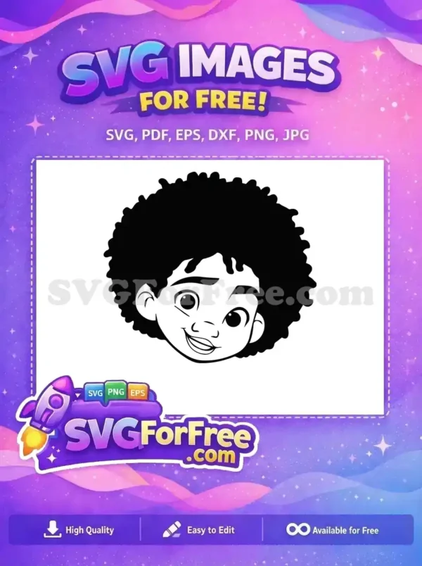 Free Smiling Antonio Free Curly Afro Encanto Disney Free SVG