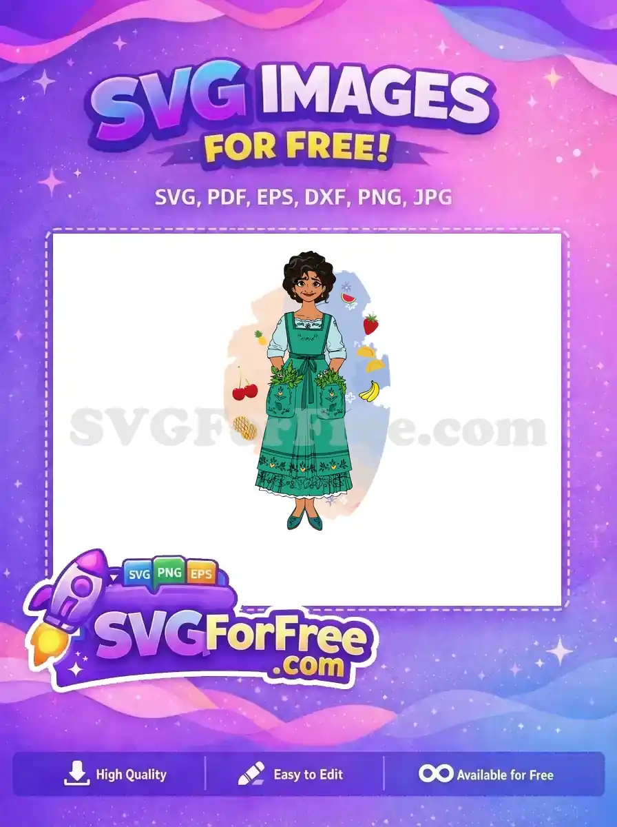 Free Smiling Mirabel Free Green Dress Pockets Encanto Disney Free SVG
