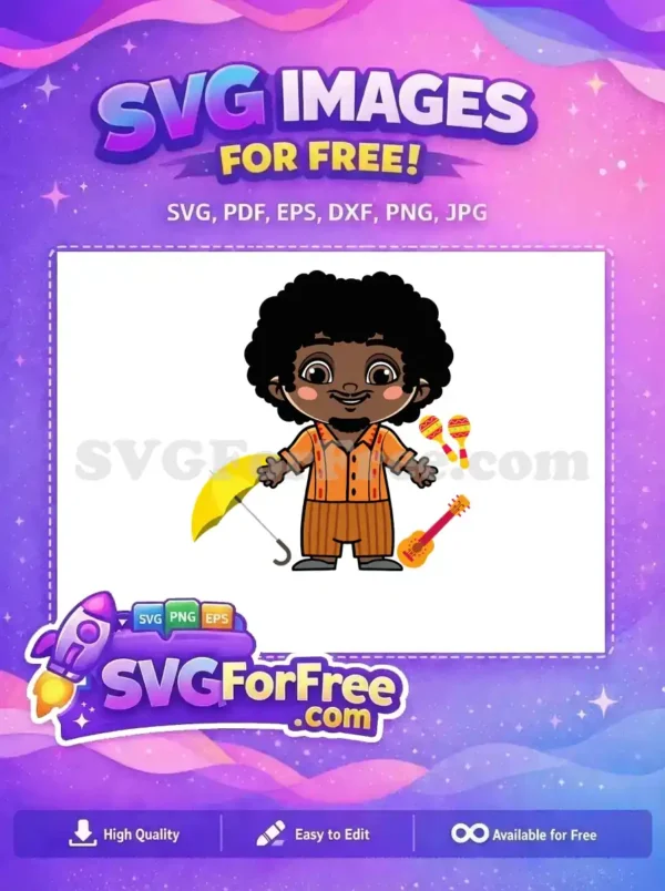 Free Happy Antonio Free Yellow Umbrella Maracas Guitar Encanto Disney Free SVG