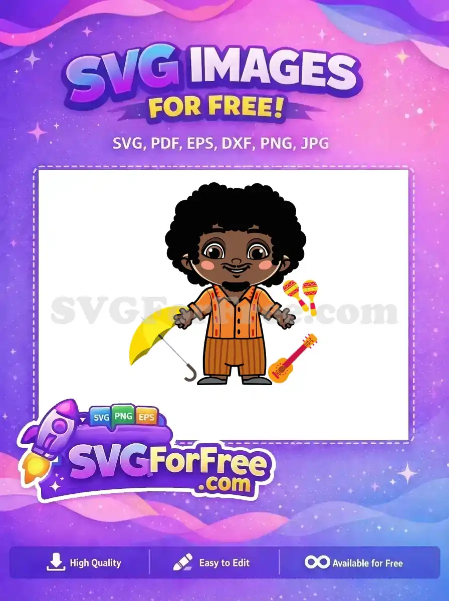 Free Happy Antonio Free Yellow Umbrella Maracas Guitar Encanto Disney Free SVG