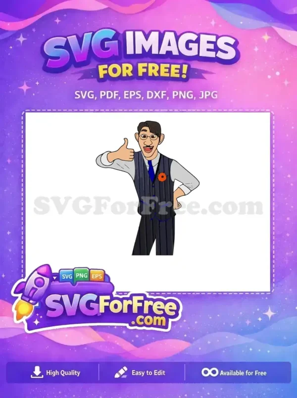 Free Smiling Agustín Thumbs Up Free Pinstripe Vest Encanto Disney Free SVG