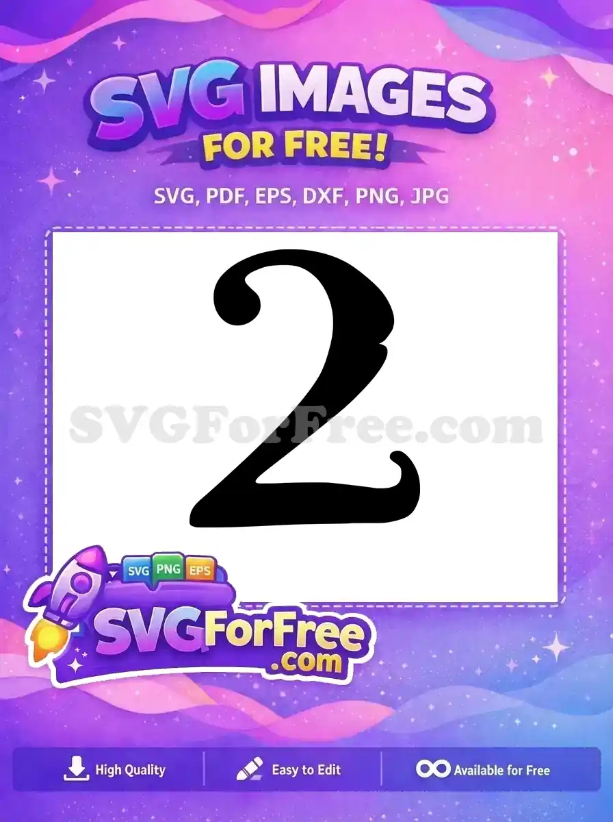 Free Black Decorative Number Two Free Swirly Calligraphy Encanto Disney Free SVG