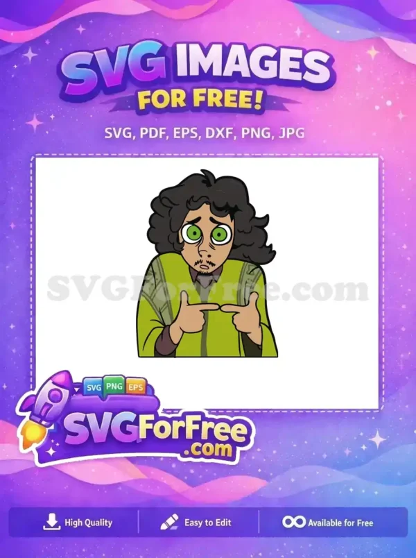 Free Anxious Bruno Wide Green Eyes Free Green Poncho Encanto Disney Free SVG