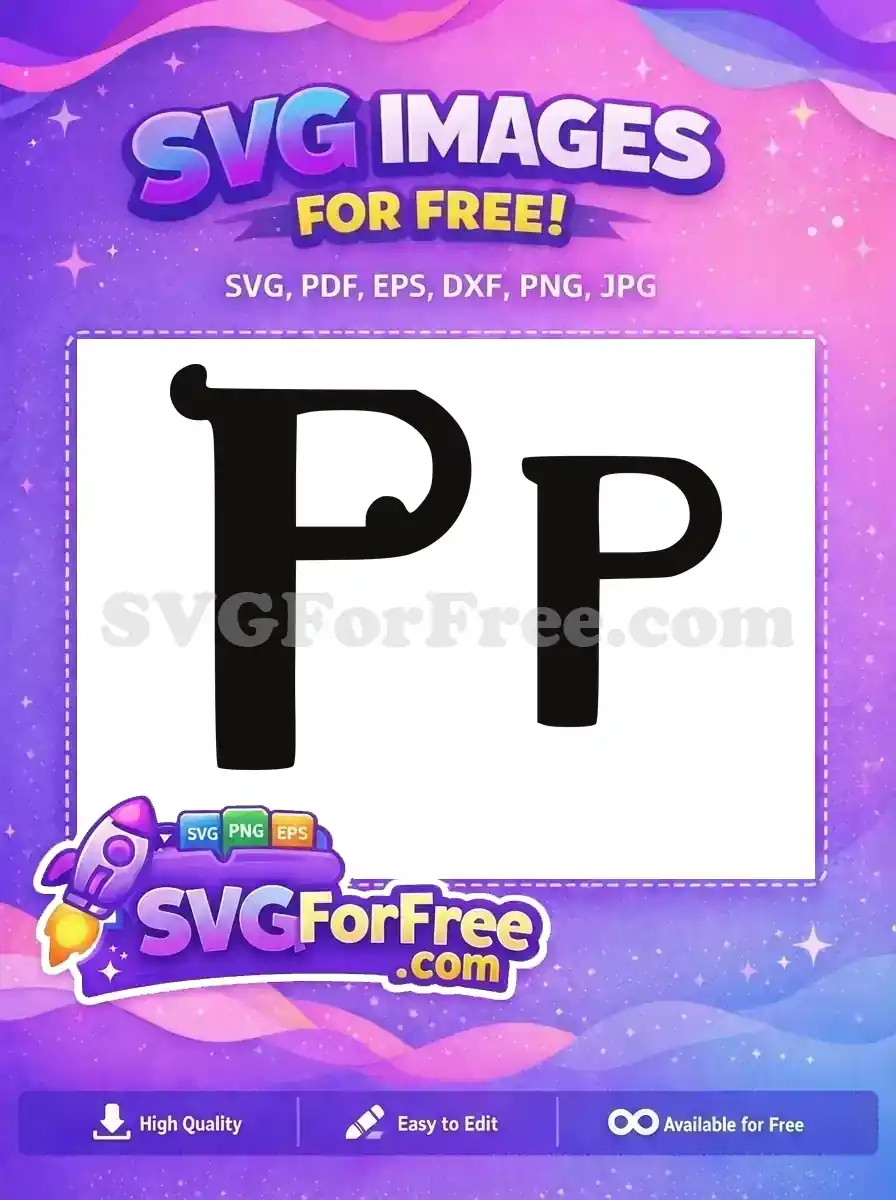 Free Black P Free Uppercase Lowercase Encanto Disney Free SVG