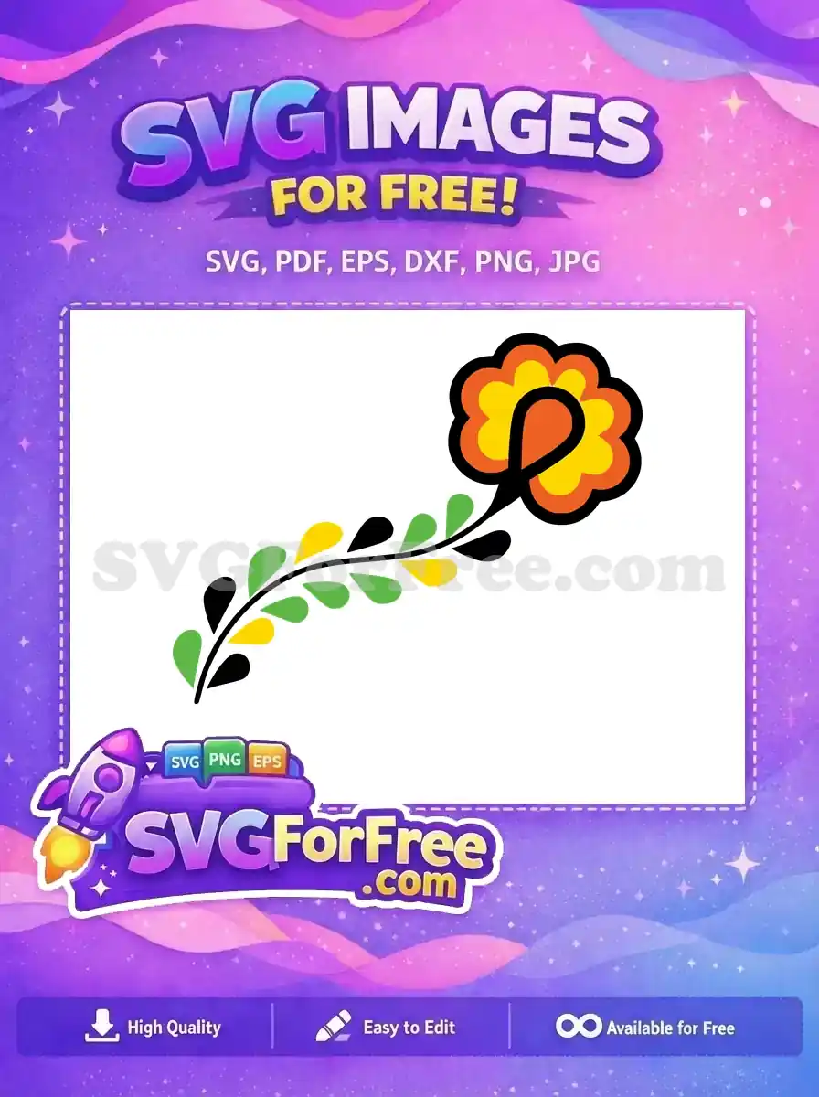 Free Orange Yellow Flower Free Green Vine Encanto Disney Free SVG