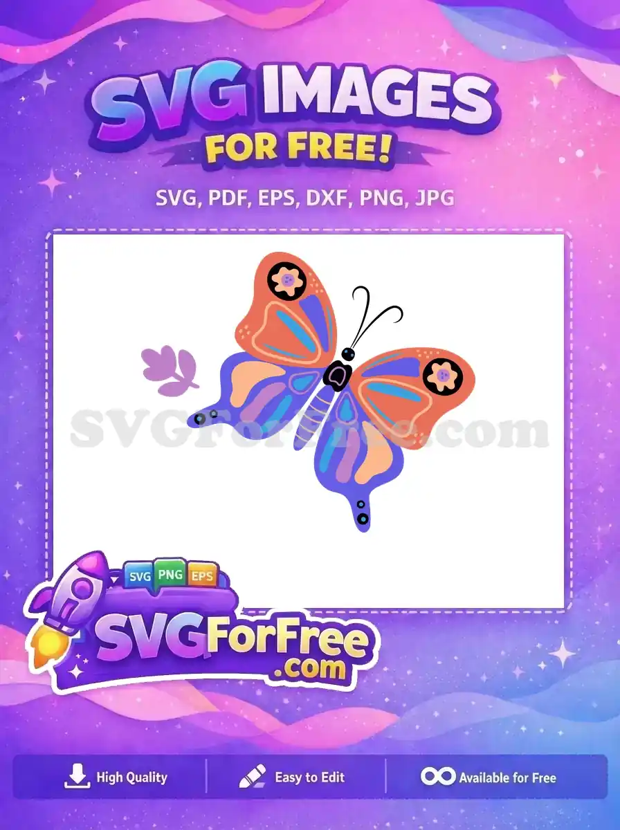 Free Vibrant Coral Butterfly Free Purple Wing Patterns Encanto Disney Free SVG