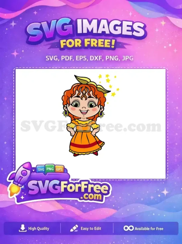 Free Happy Mirabel Orange Dress Free Star Earrings Encanto Disney Free SVG Free Happy Mirabel Orange Dress Free Star Earrings Encanto Disney Free SVG