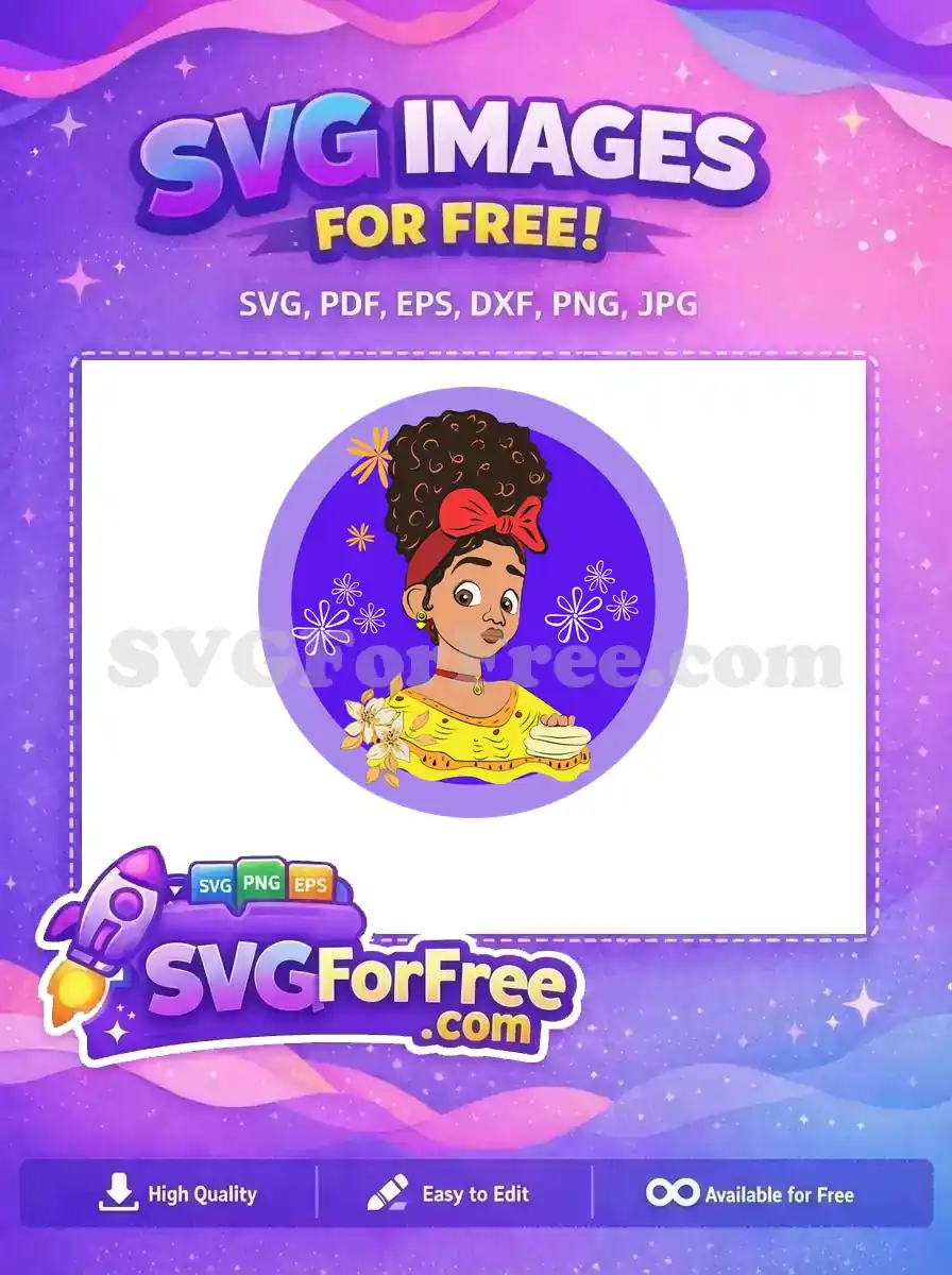 Free Mirabel Wide-Eyed Red Bow Free Yellow Dress Encanto Disney Free SVG