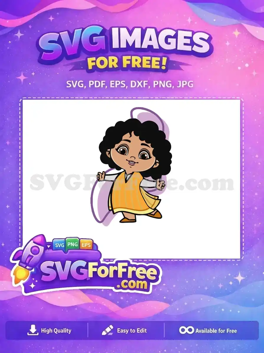 Free Smiling Curly-Hair Free Orange Poncho Encanto Antonio Free SVG