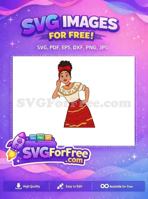 Free Smiling Listening Mirabel Free Red Gold Outfit Encanto Disney Free SVG