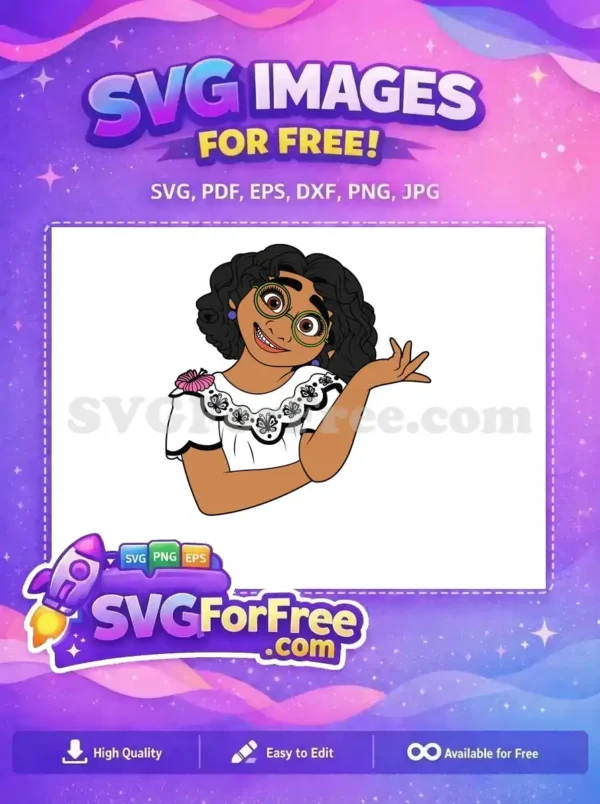Free Happy Mirabel Green Glasses Free Butterfly Blouse Encanto Disney Free SVG