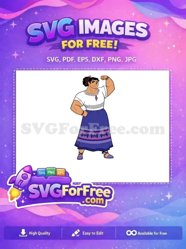 Free Luisa Madrigal Flexing Free Confident Purple Skirt Encanto Disney Free SVG