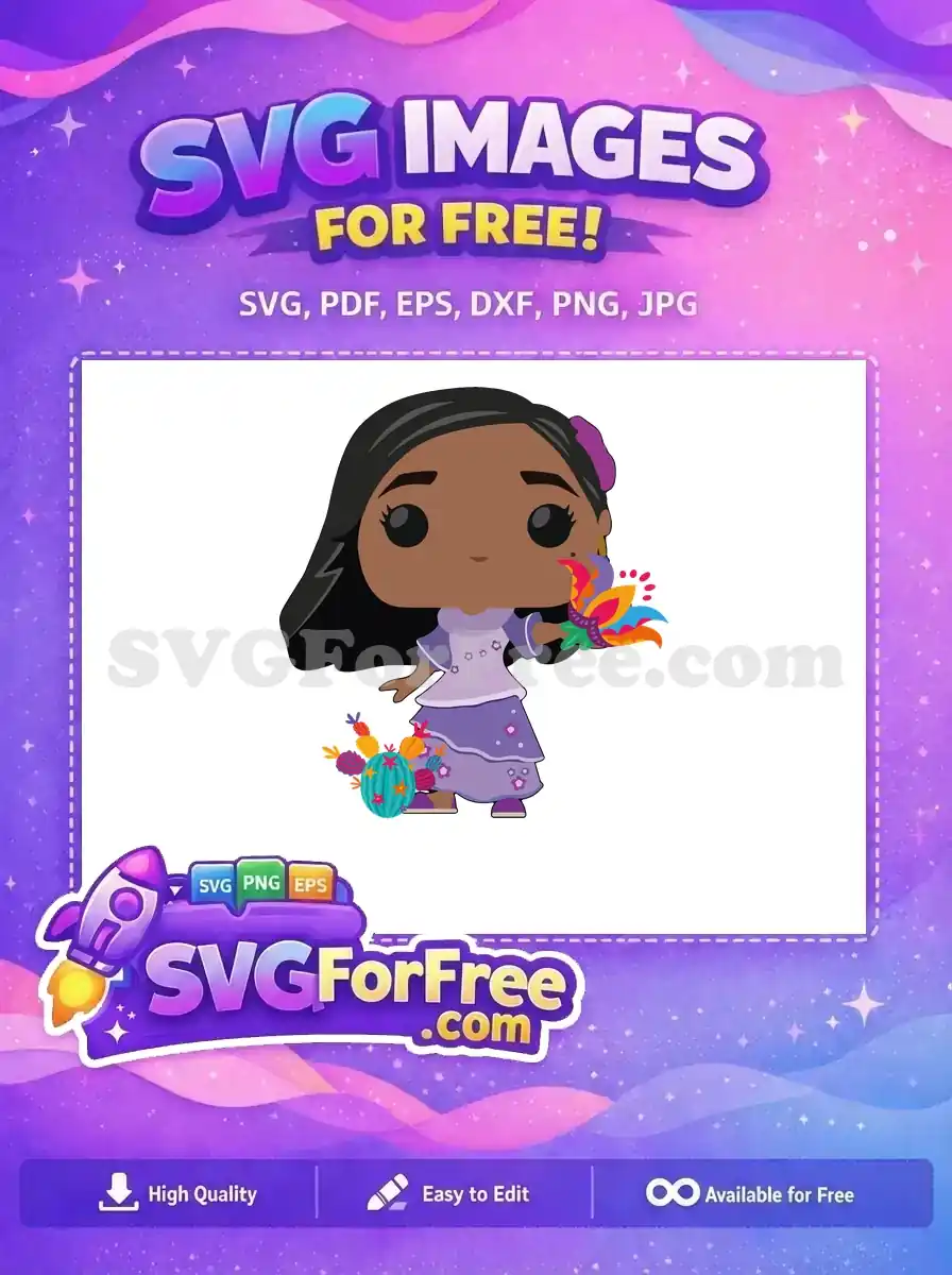 Free Mirabel purple dress Free vibrant flower Encanto Disney Free SVG