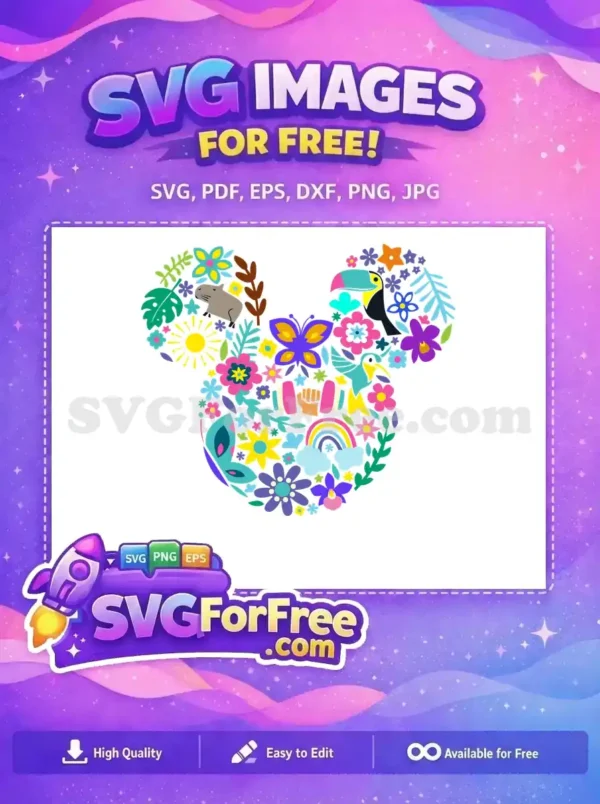 Free Vibrant Floral Mickey Free Jungle Animals Encanto Disney Free SVG